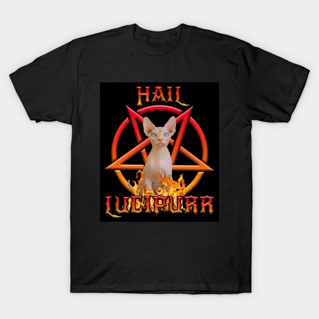 Hail Lucipurr T-Shirt by WFLAtheism